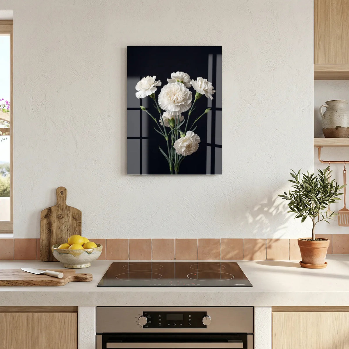 Tableau Oeillets blancs | en Métal Format A3