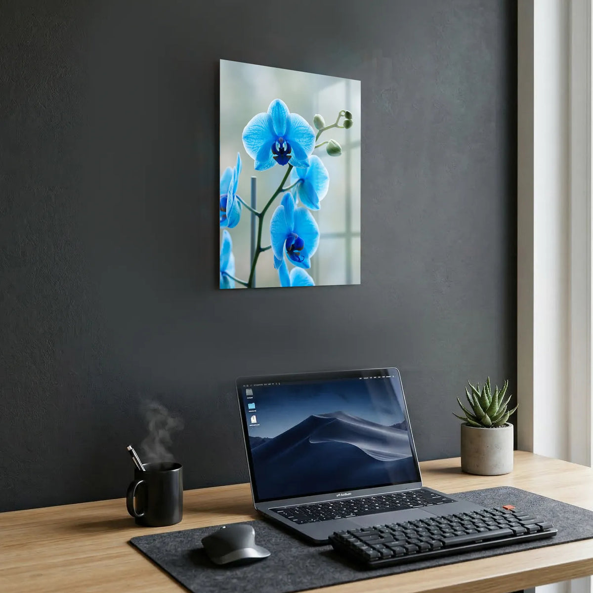 Tableau Orchidée Papillon Bleue | en Métal Format A3