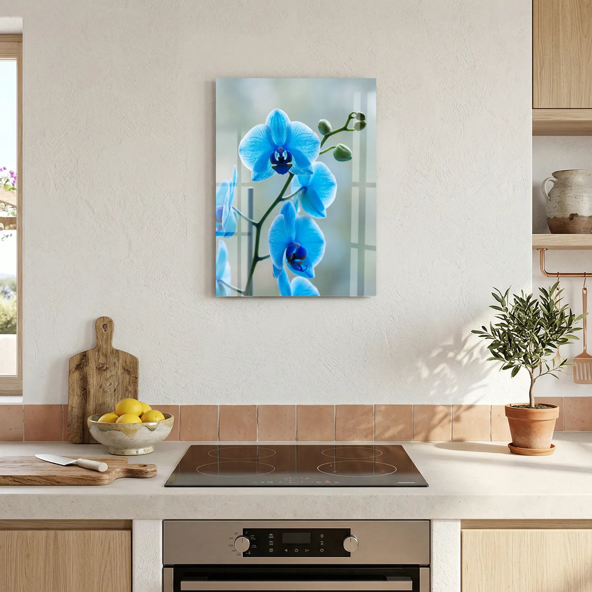 Tableau Orchidée Papillon Bleue | en Métal Format A3