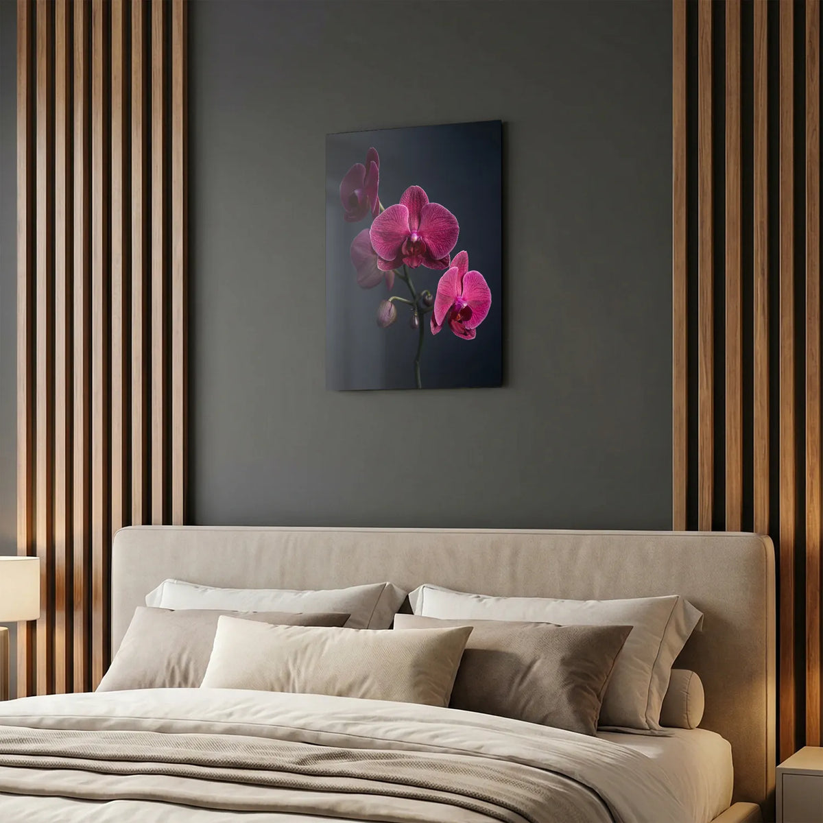Tableau Orchidée Papillon rose | en Métal Format A3