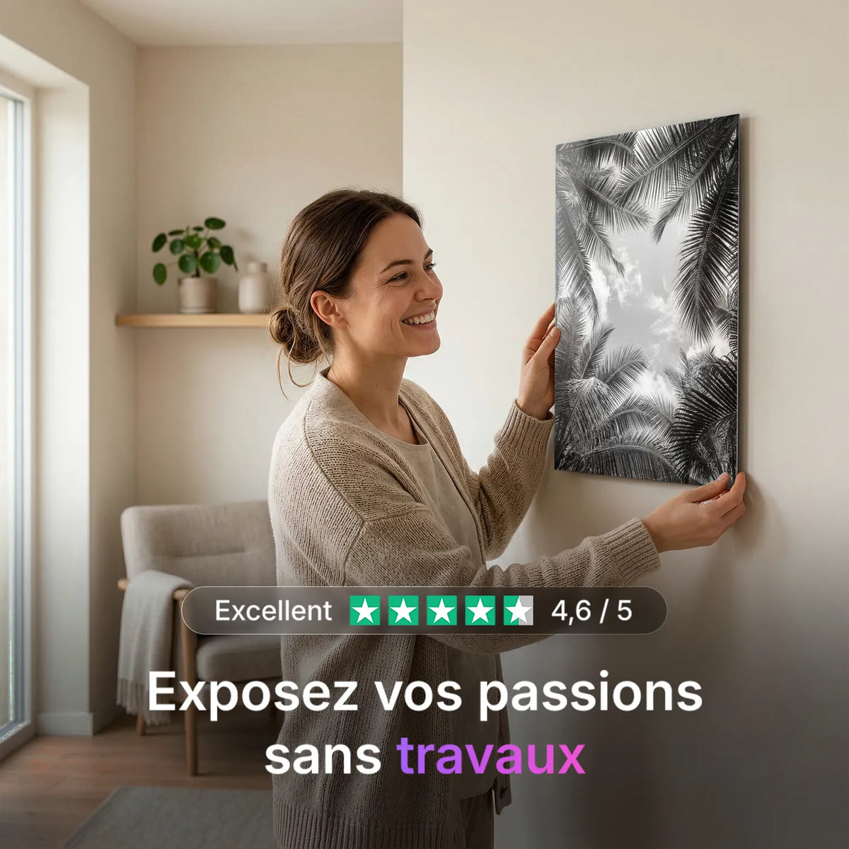 Tableau Paradis N&B | en Métal Format A3