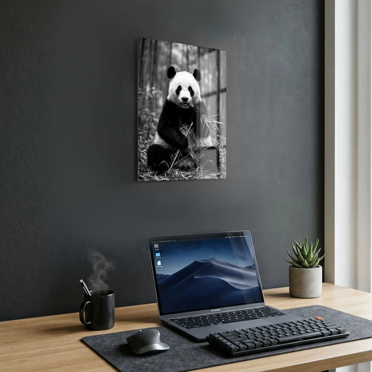 Tableau Panda Sauvage N&B | en Métal Format A3