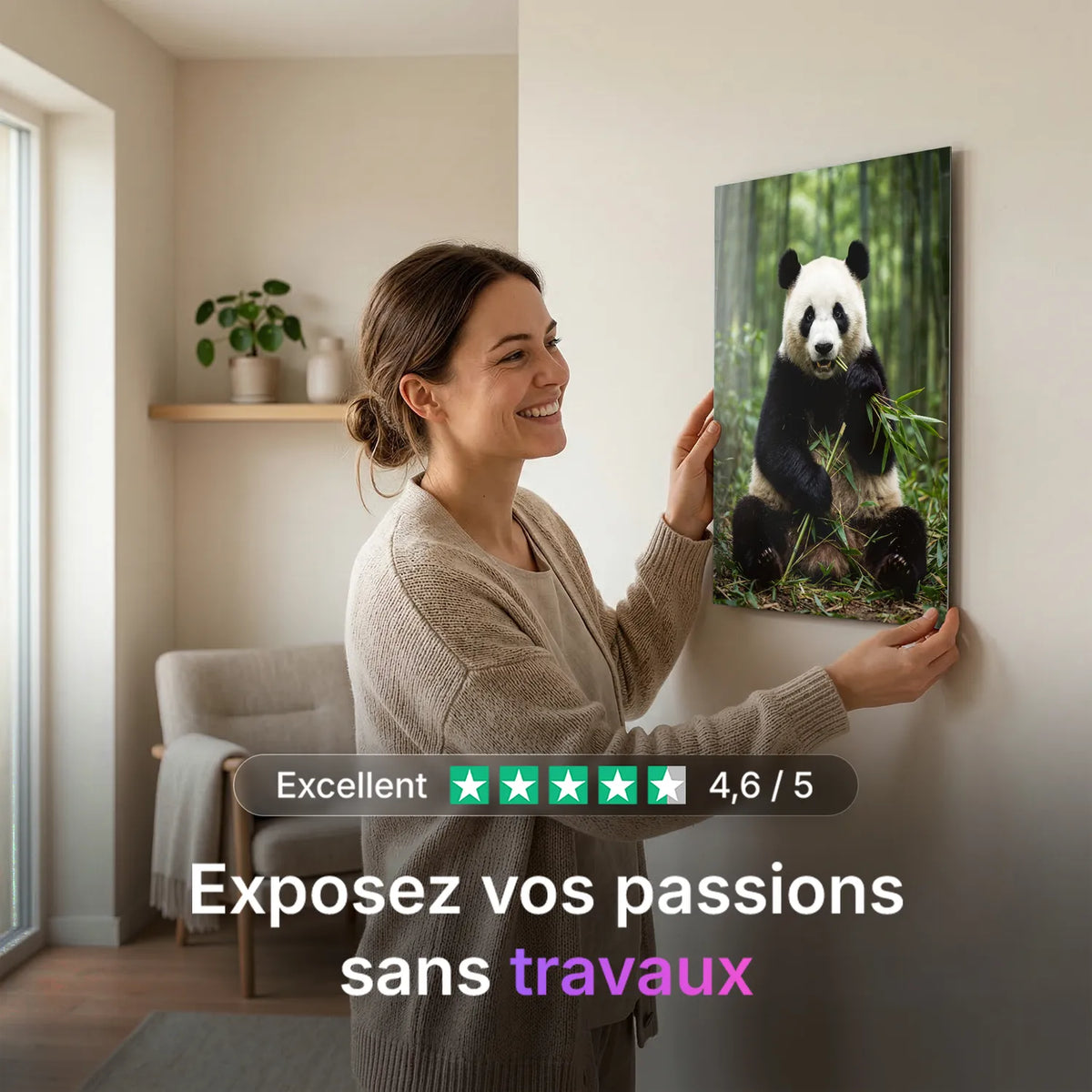 Tableau Panda Sauvage | en Métal Format A3
