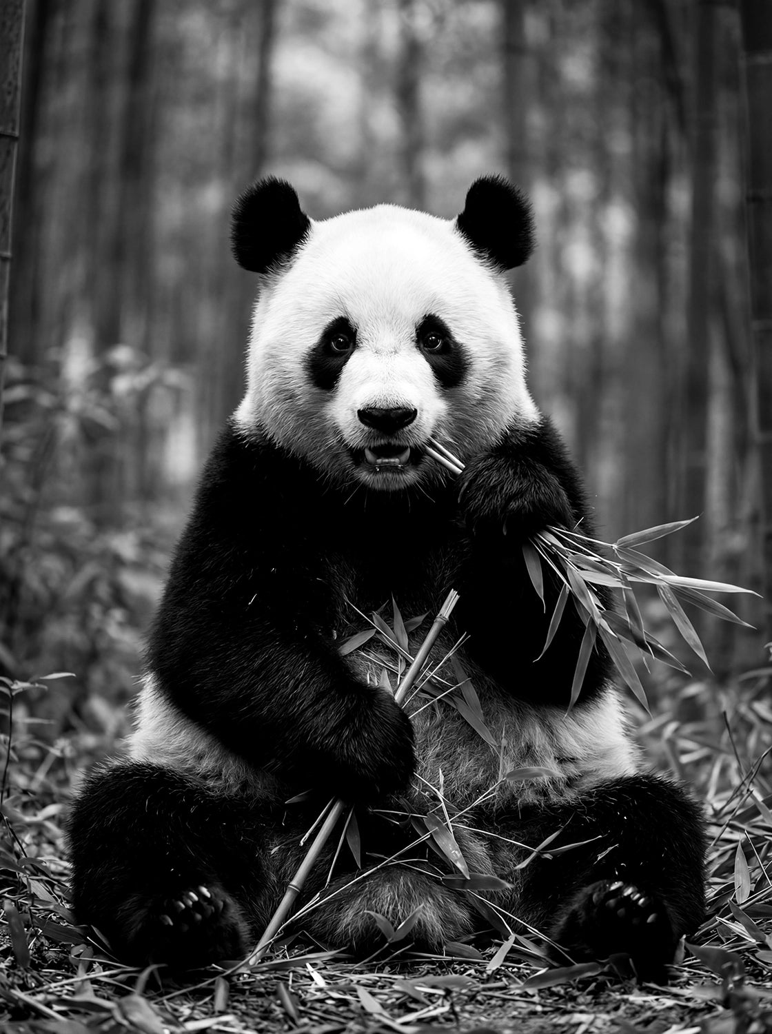 Tableau Panda Sauvage N&B | en Métal Format A3