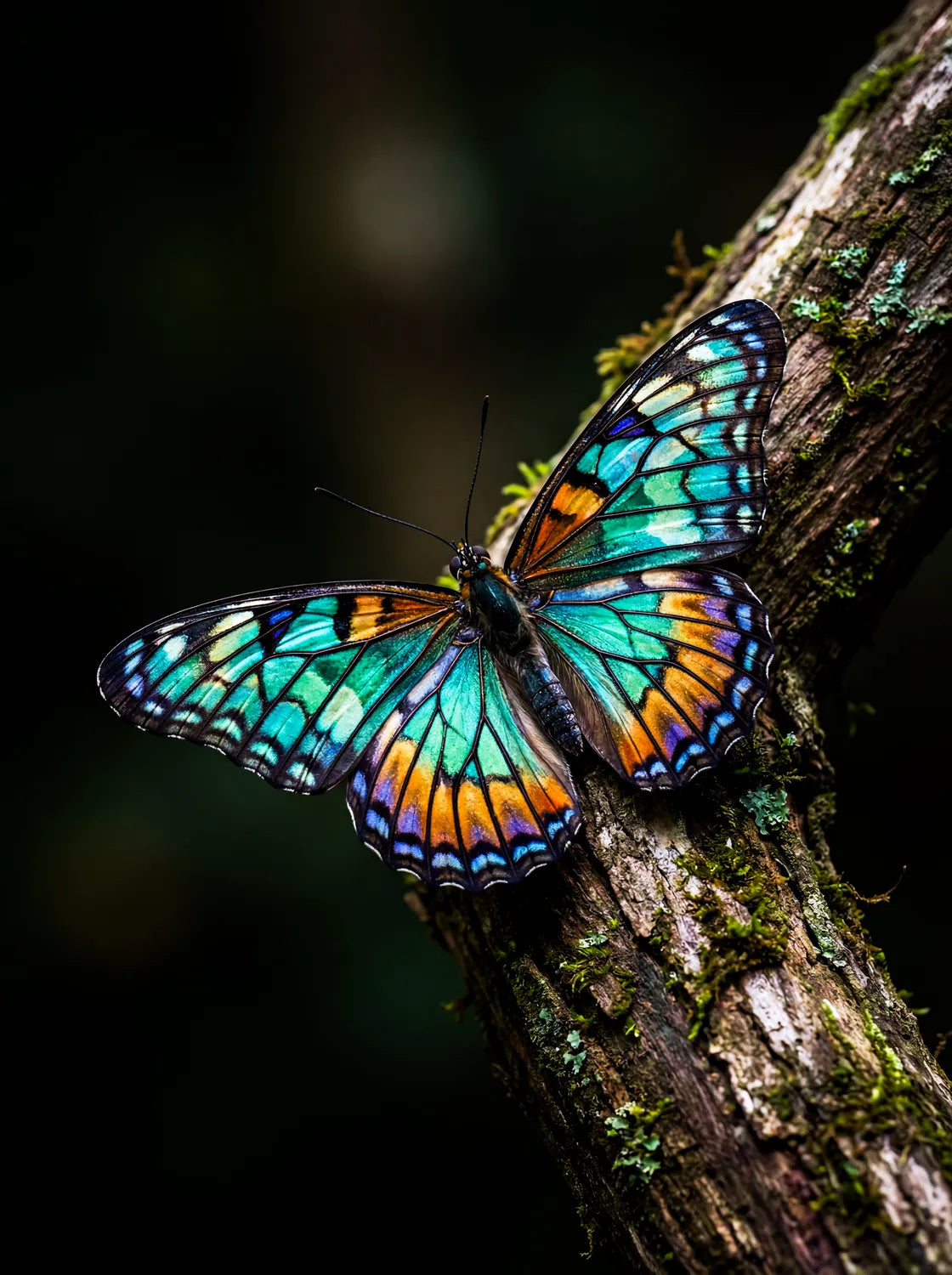 Tableau Papillon Émeraude | en Métal Format A3
