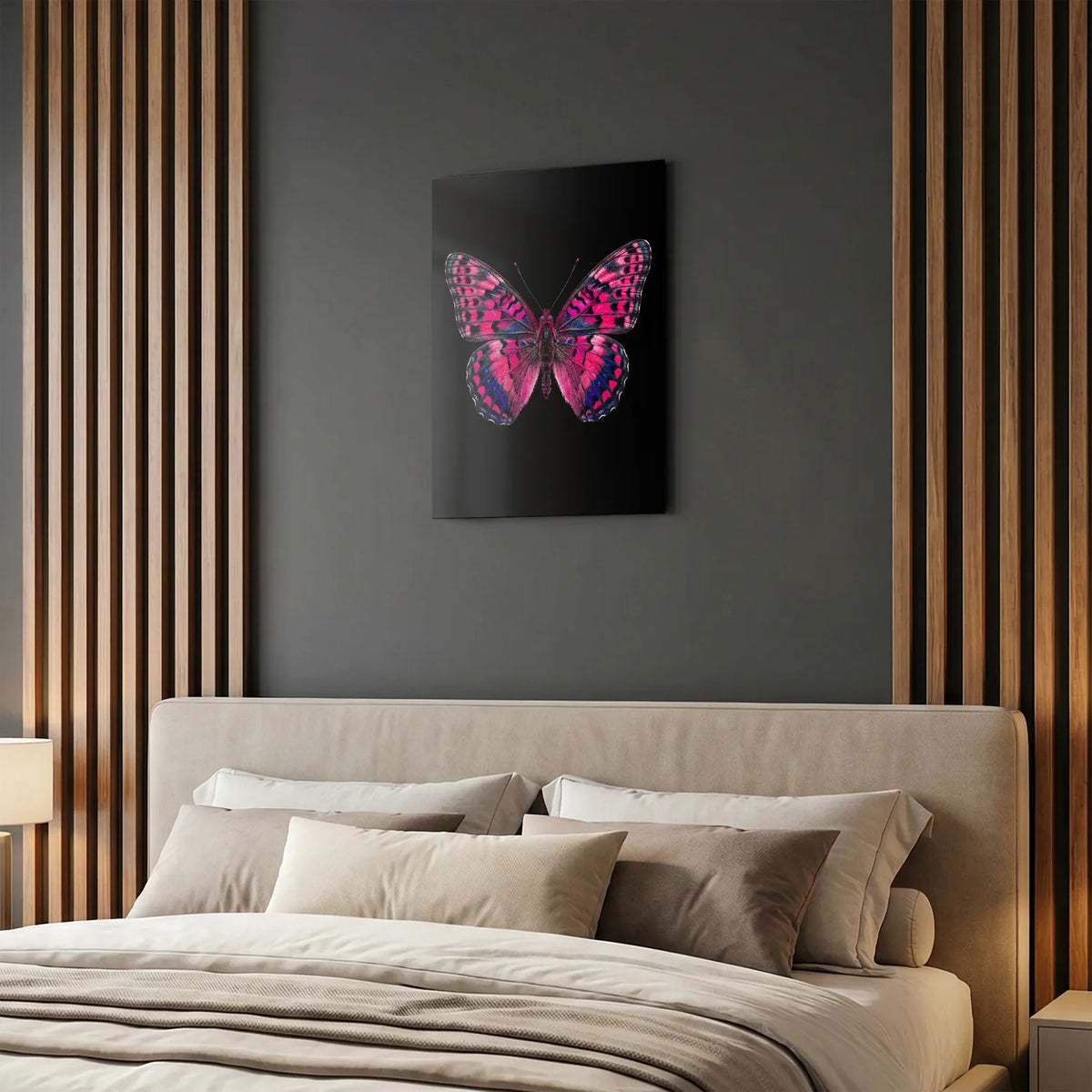 Tableau Papillon Fuchsia | en Métal Format A3