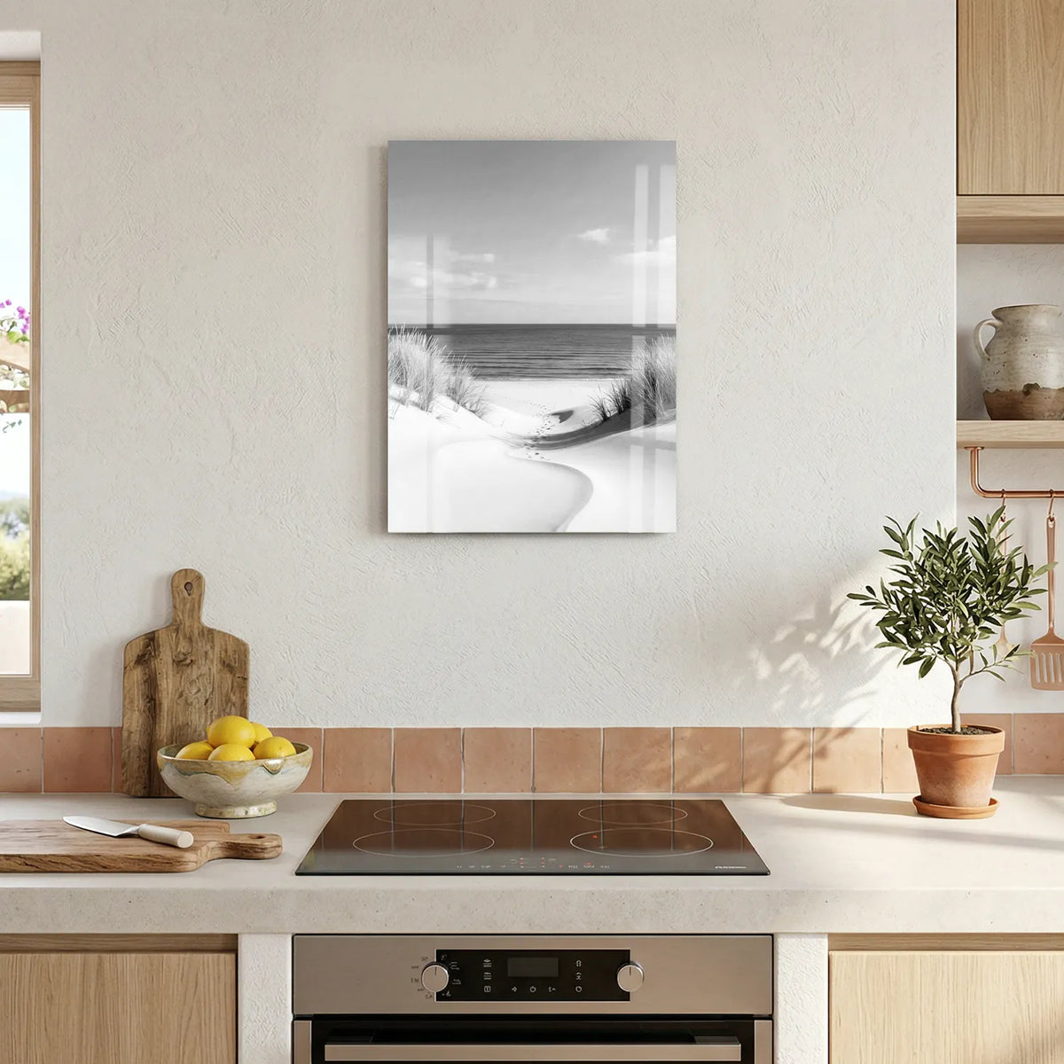 Tableau Plage de sable blanc N&B | en Métal Format A3