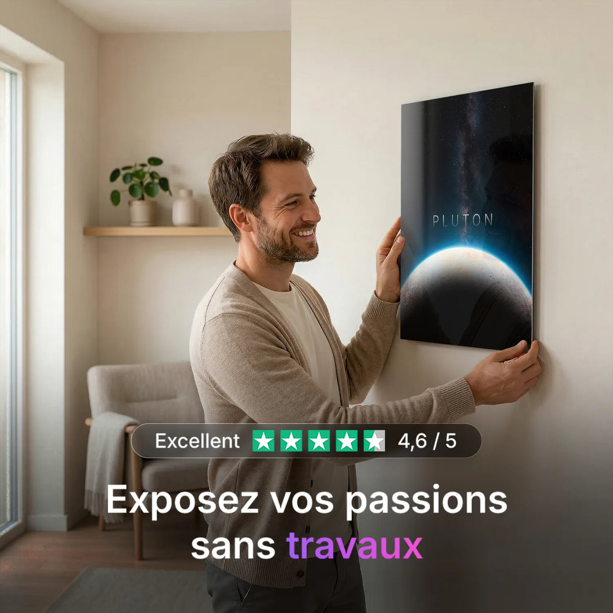 Tableau Pluton Horizon | en Métal Format A3