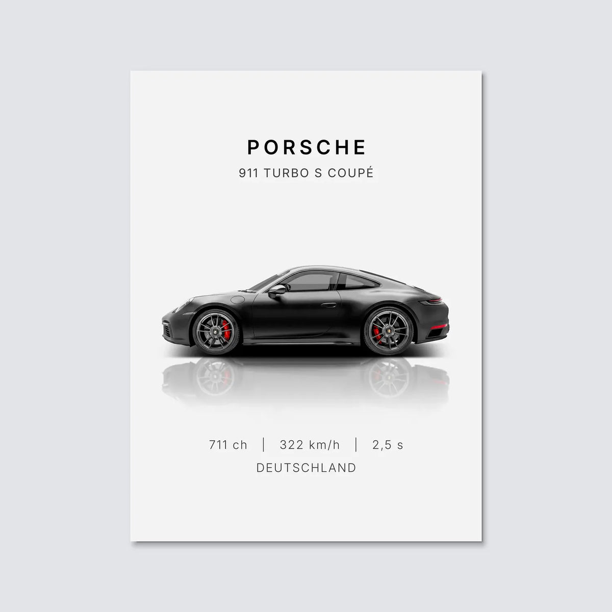 Tableau Porsche 911 Turbo S — Performances | en Métal Format A3