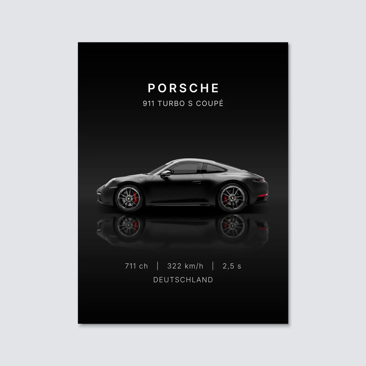 Tableau Porsche 911 Turbo S — Performances | en Métal Format A3
