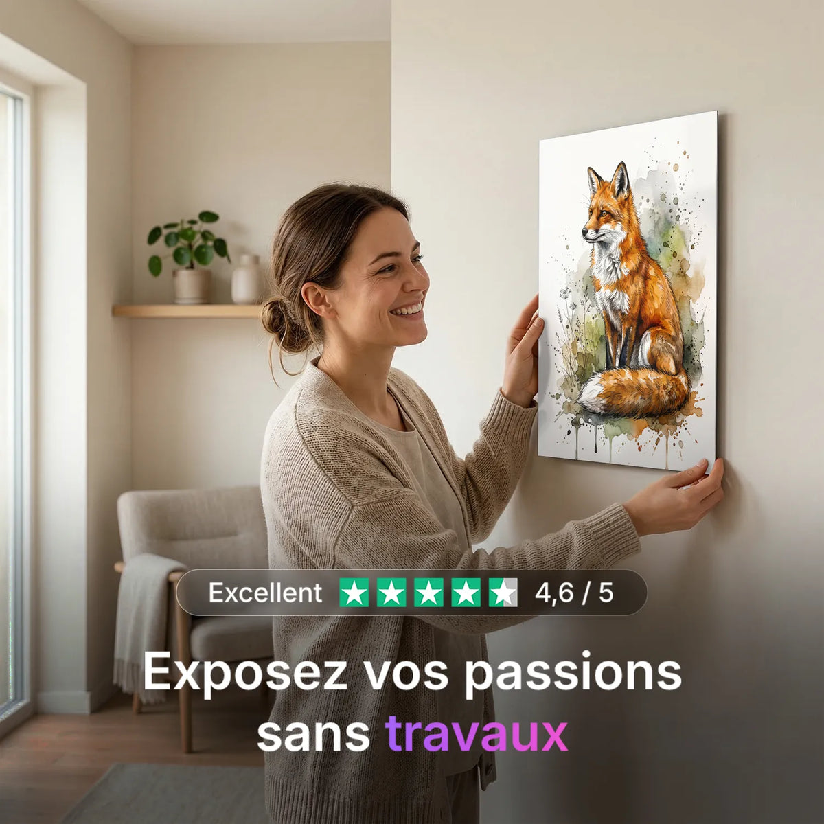 Tableau Renard Artistique | en Métal Format A3