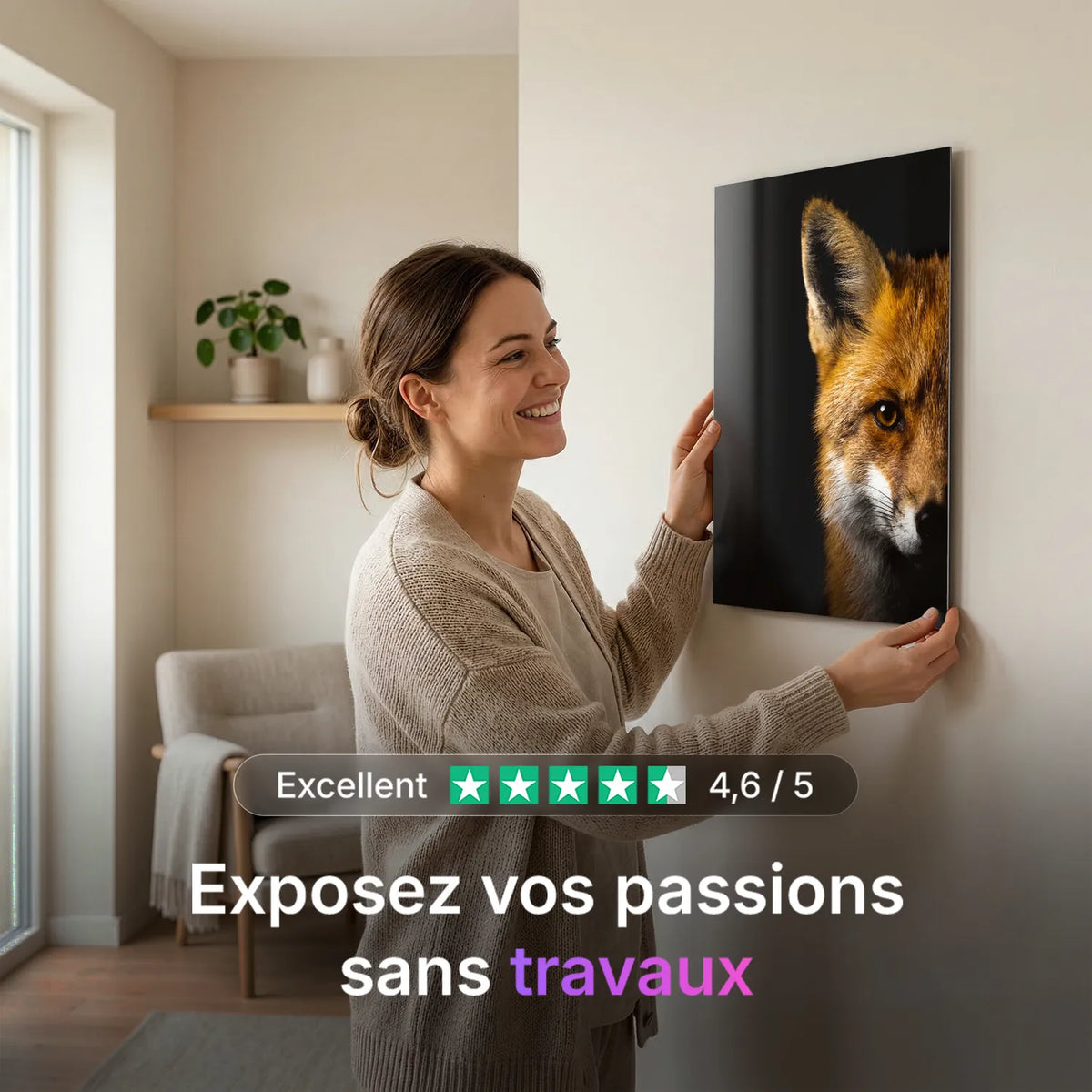 Tableau Portrait de Renard | en Métal Format A3
