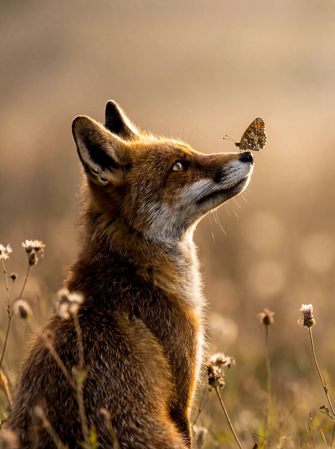 Tableau Renard et Papillon | en Métal Format A3