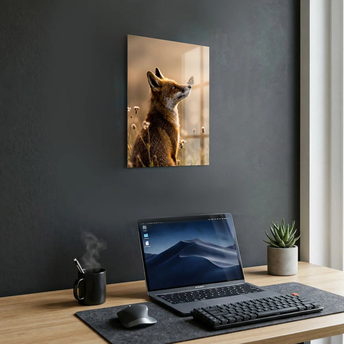 Tableau Renard et Papillon | en Métal Format A3