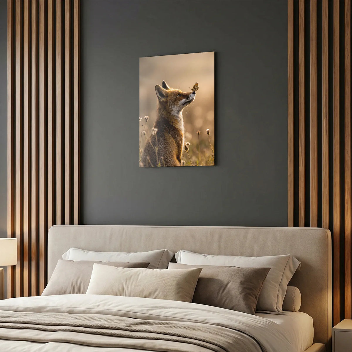 Tableau Renard et Papillon | en Métal Format A3