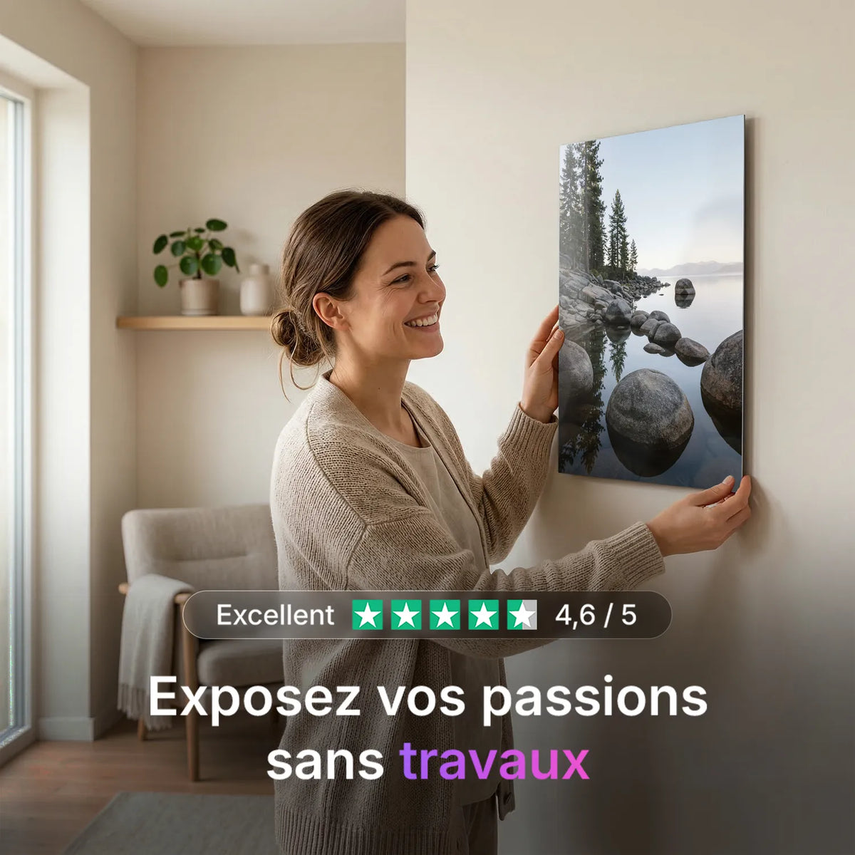 Tableau faire des ricochets | en Métal Format A3