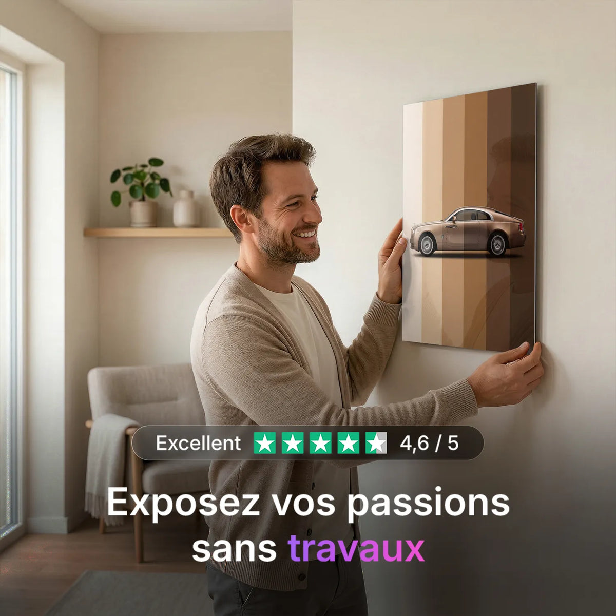 Tableau Rolls-Royce Wraith — Dégradé | en Métal Format A3