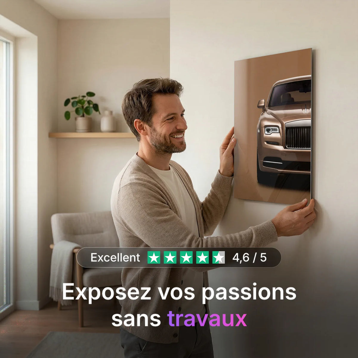 Tableau Rolls-Royce Wraith — Signature | en Métal Format A3