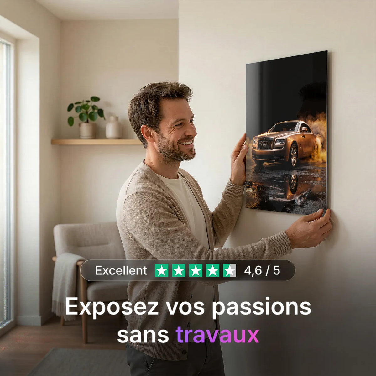 Tableau Rolls-Royce Wraith — Néon | en Métal Format A3