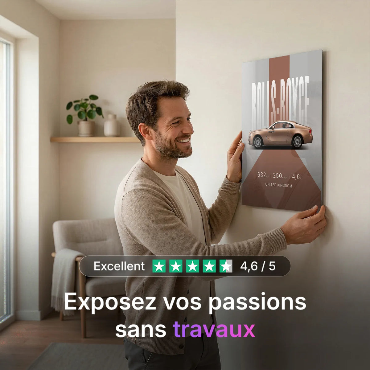 Tableau Rolls-Royce Wraith — Studio | en Métal Format A3