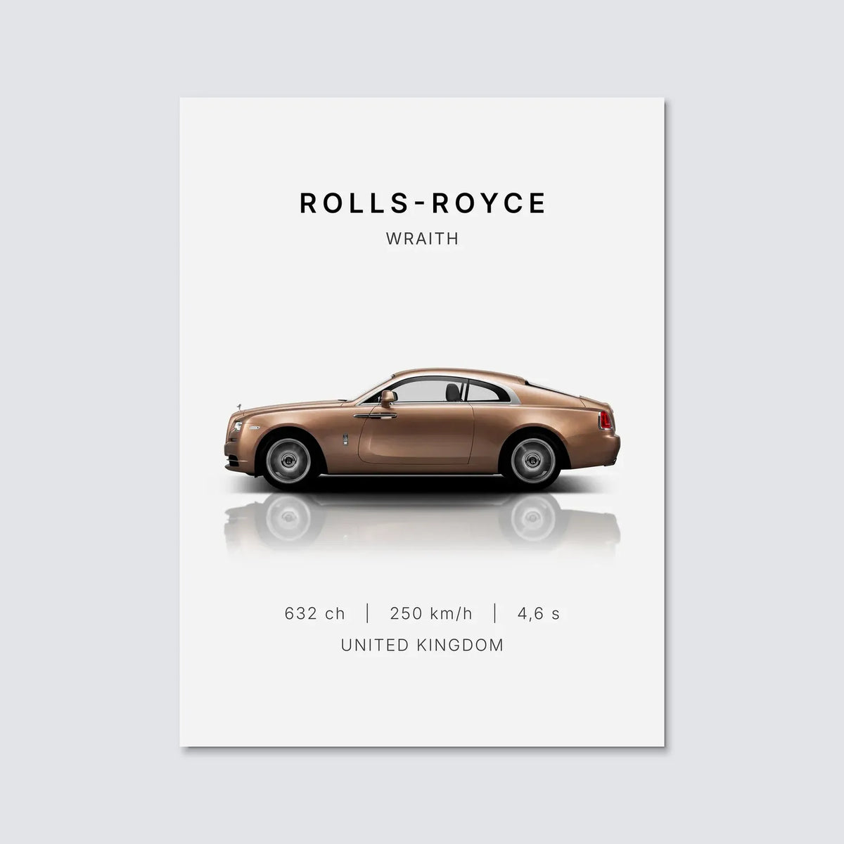Tableau Rolls-Royce Wraith — Performances | en Métal Format A3