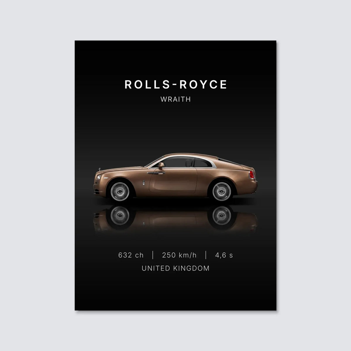 Tableau Rolls-Royce Wraith — Performances | en Métal Format A3