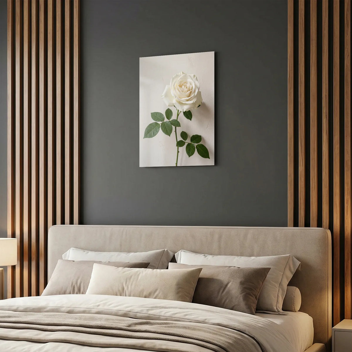 Tableau Rose Blanche fond blanc | en Métal Format A3