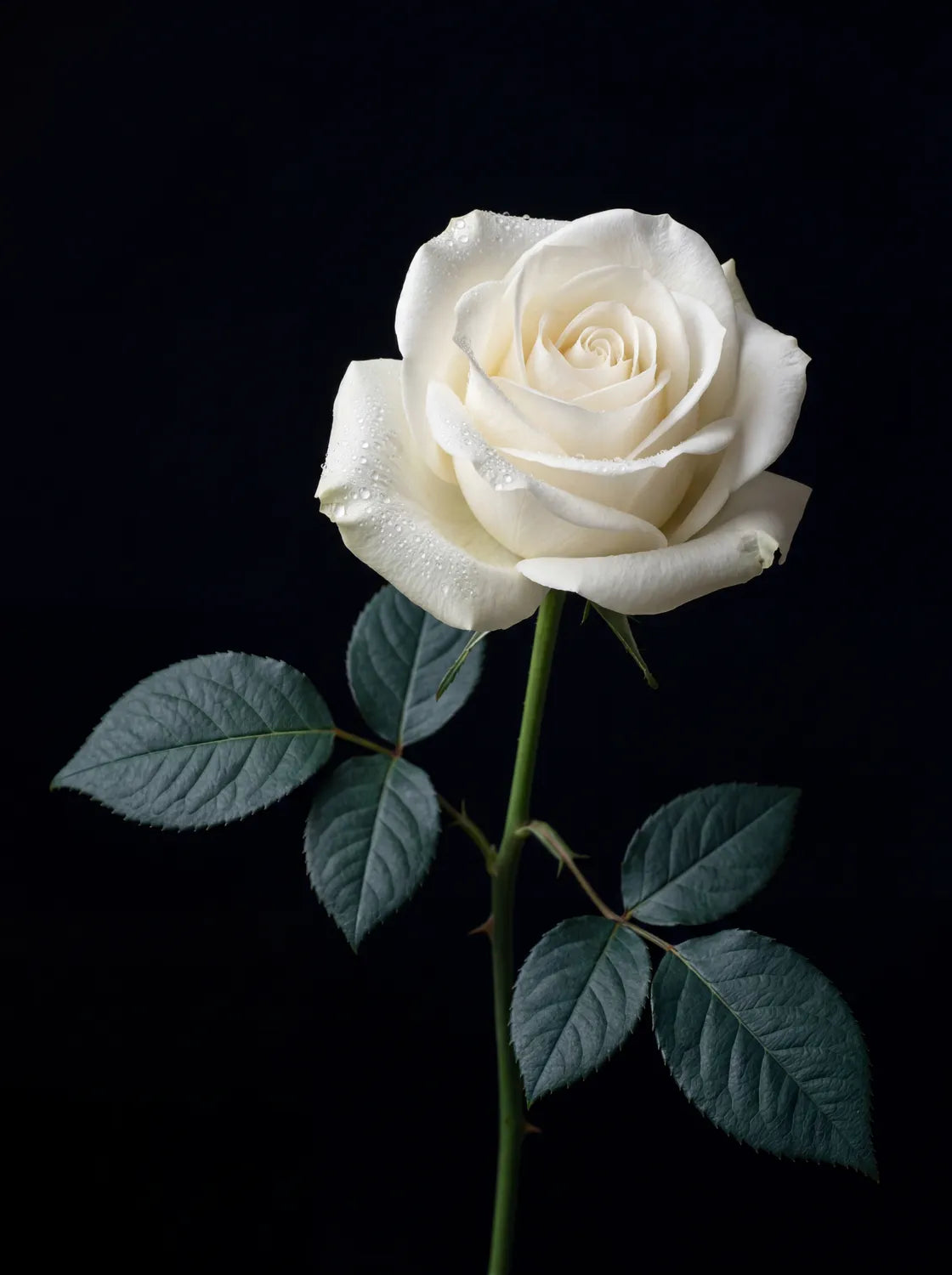 Tableau Rose Blanche fond noir | en Métal Format A3