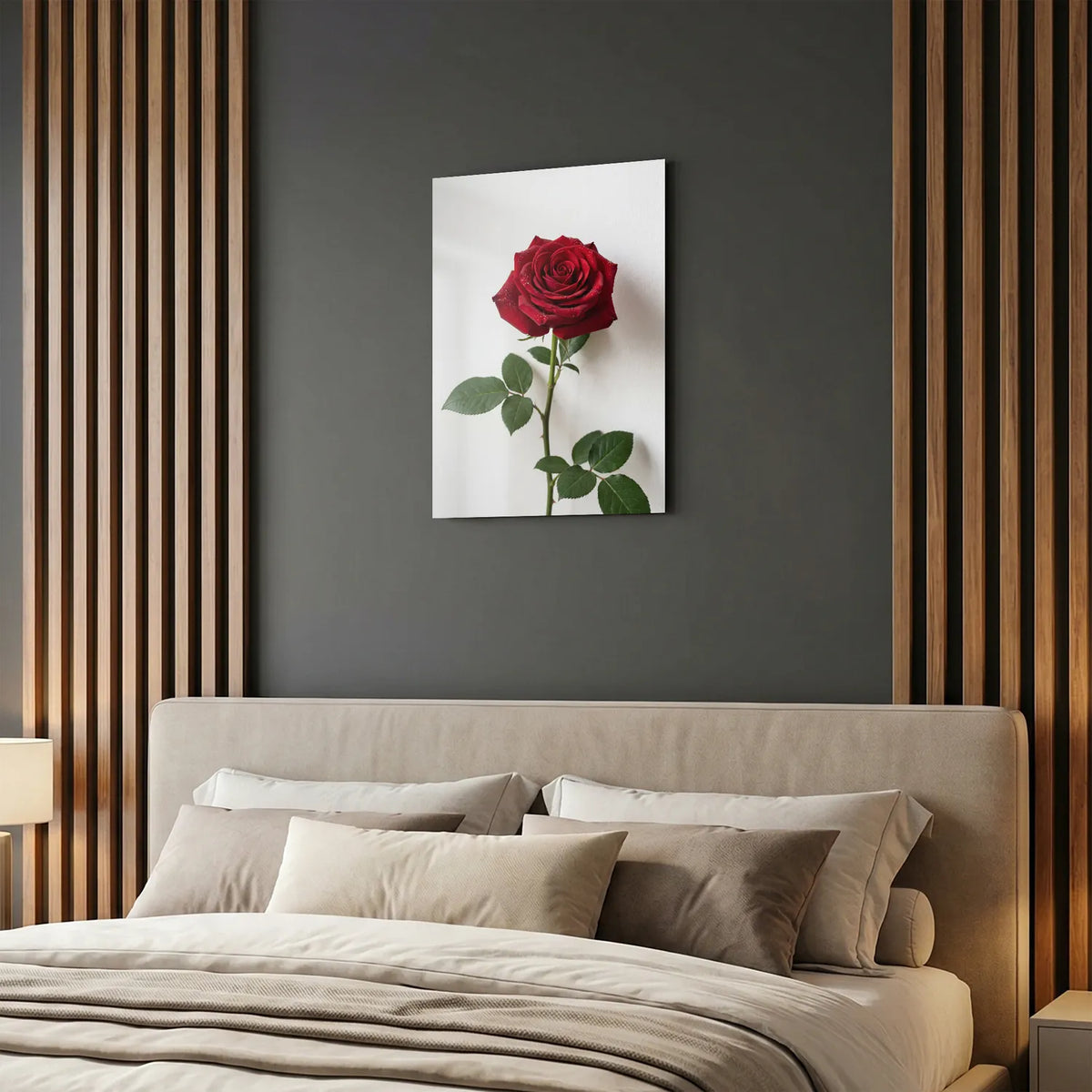 Tableau Rose Rouge fond blanc | en Métal Format A3