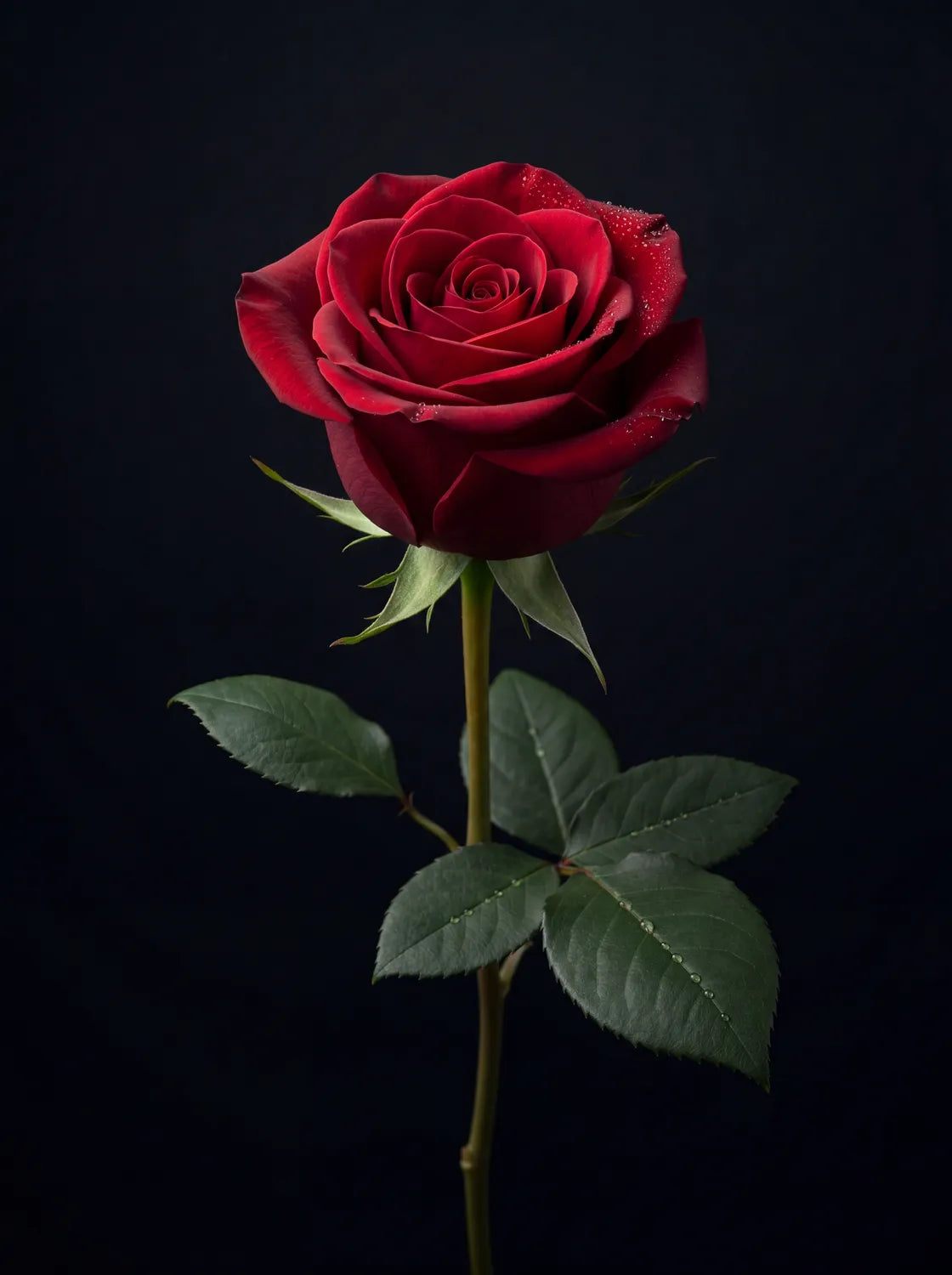 Tableau Rose Rouge fond noir | en Métal Format A3