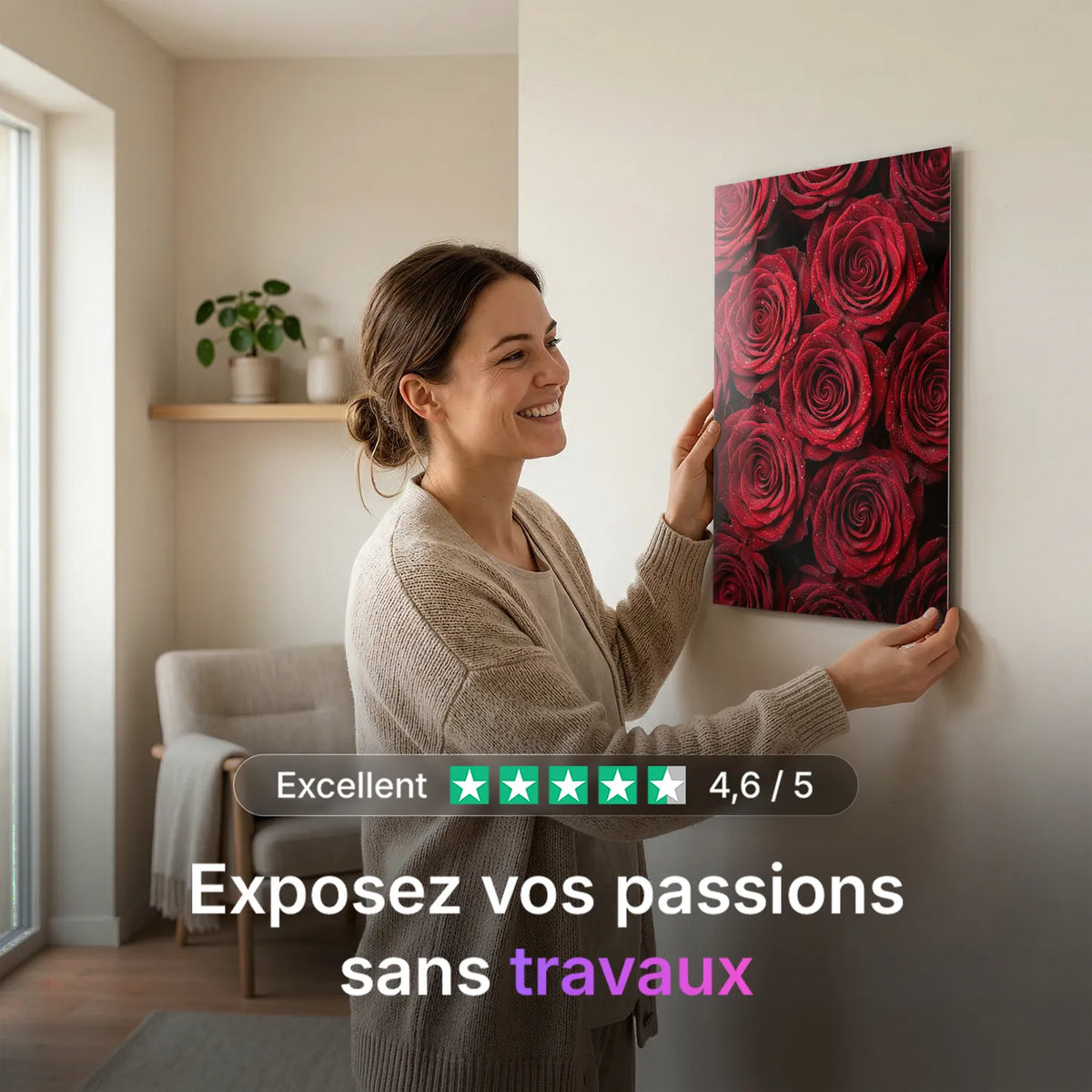 Tableau Roses rouges | en Métal Format A3