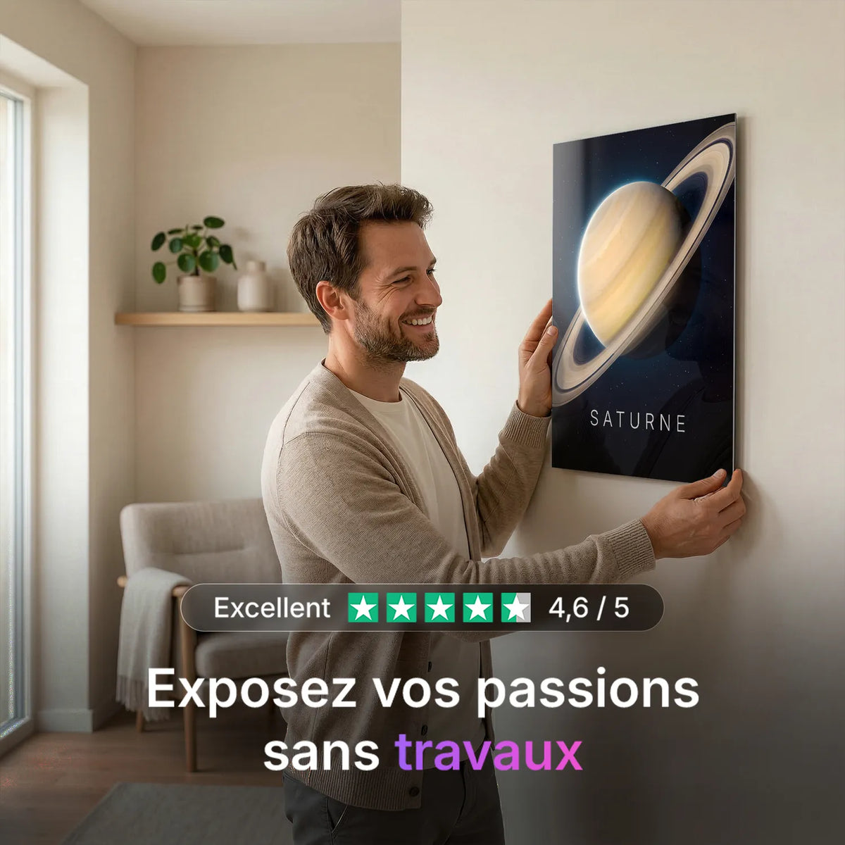 Tableau Saturne | en Métal Format A3