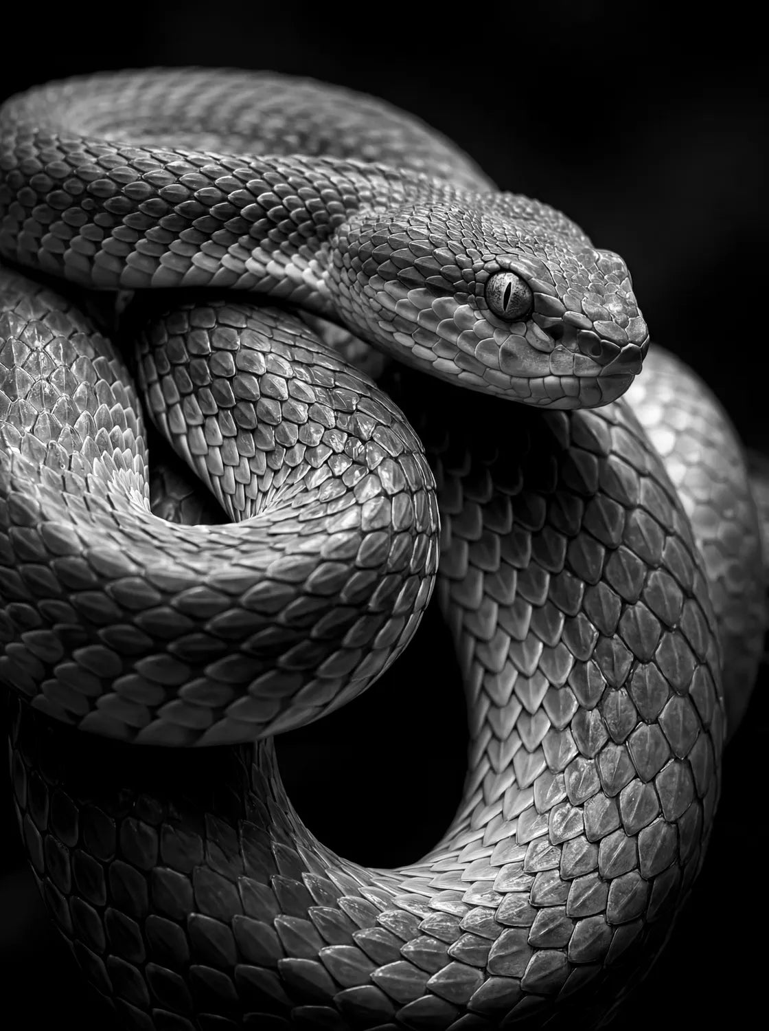 Tableau Serpent Royal N&B | en Métal Format A3