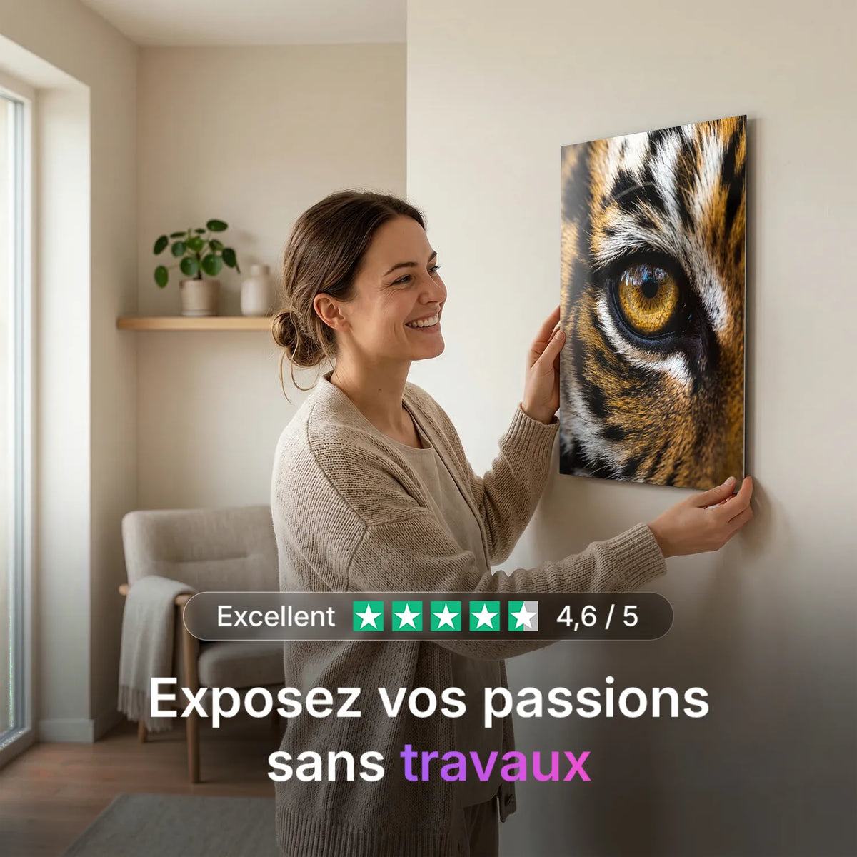 Tableau Œil de Tigre | en Métal Format A3
