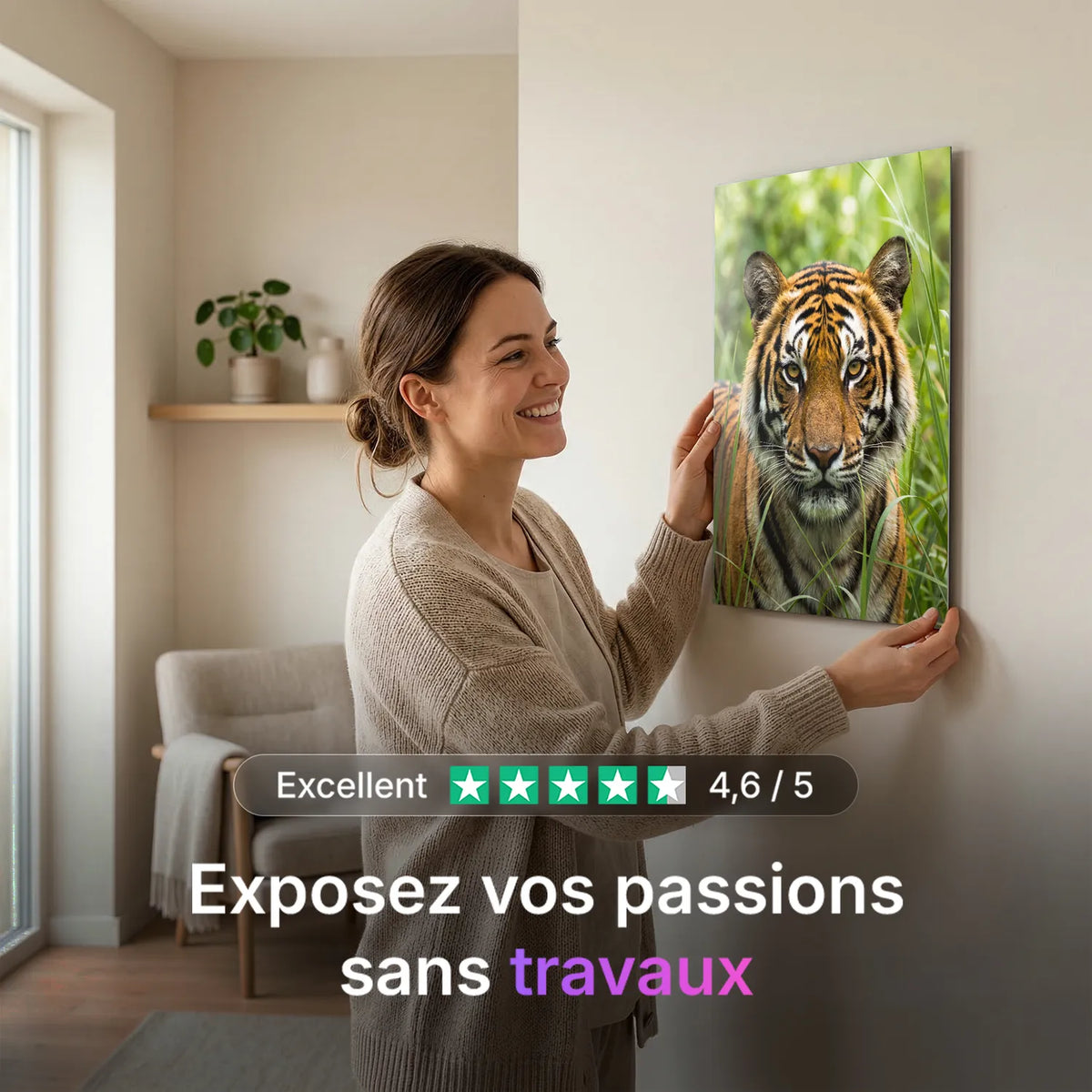Tableau Tigre Sauvage | en Métal Format A3