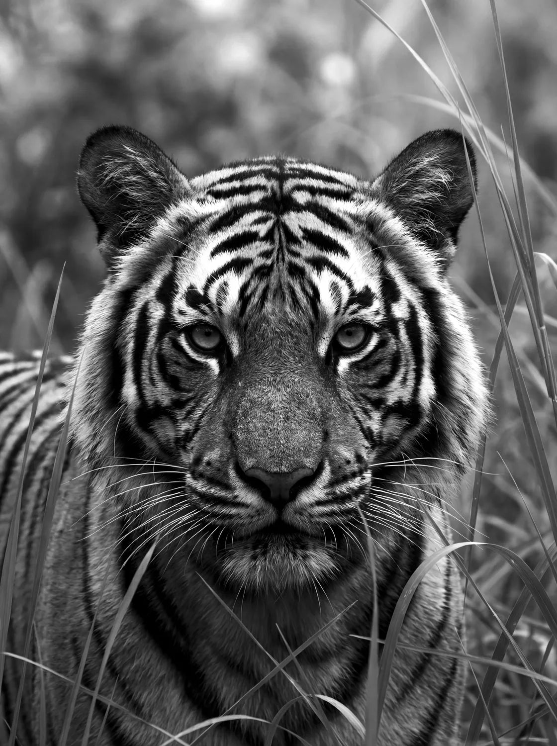 Tableau Tigre Sauvage N&B | en Métal Format A3