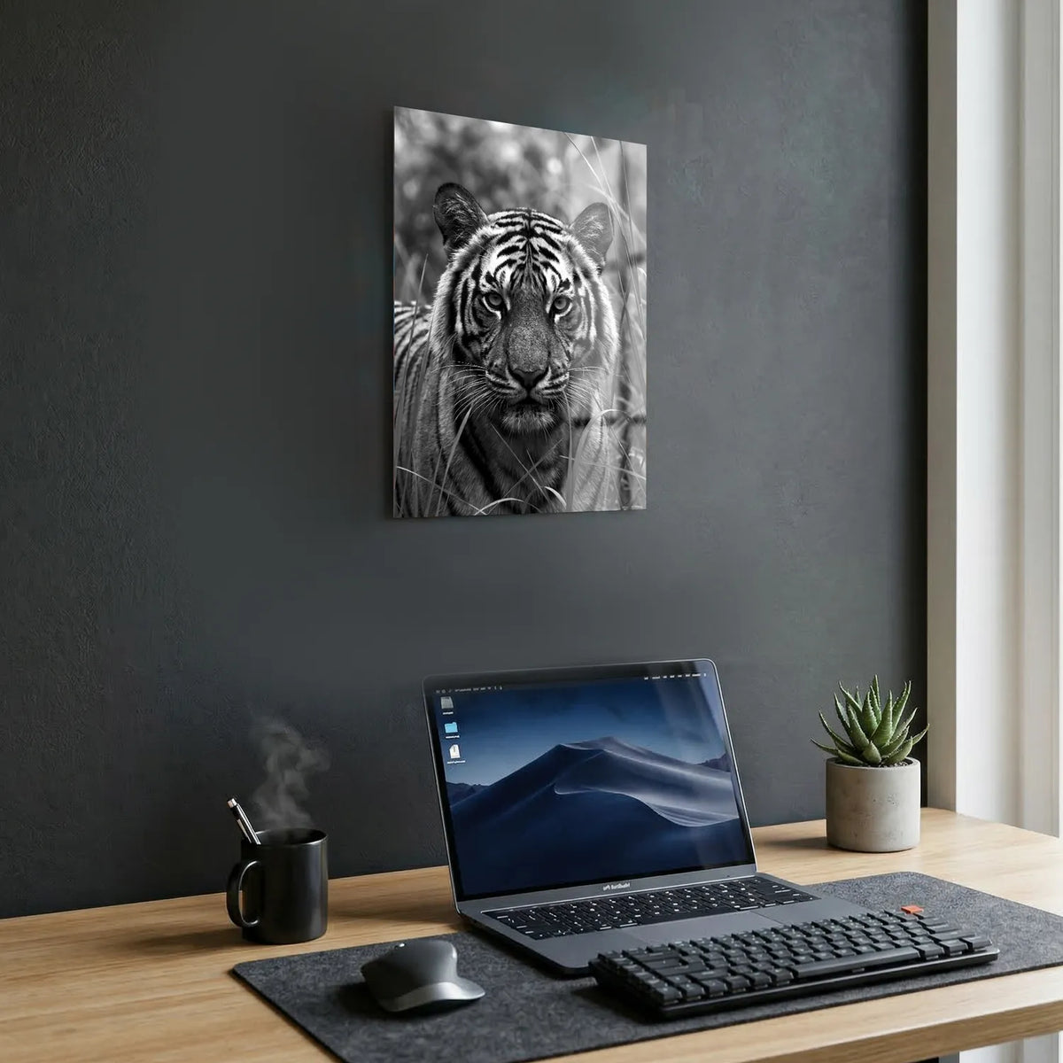 Tableau Tigre Sauvage N&B | en Métal Format A3