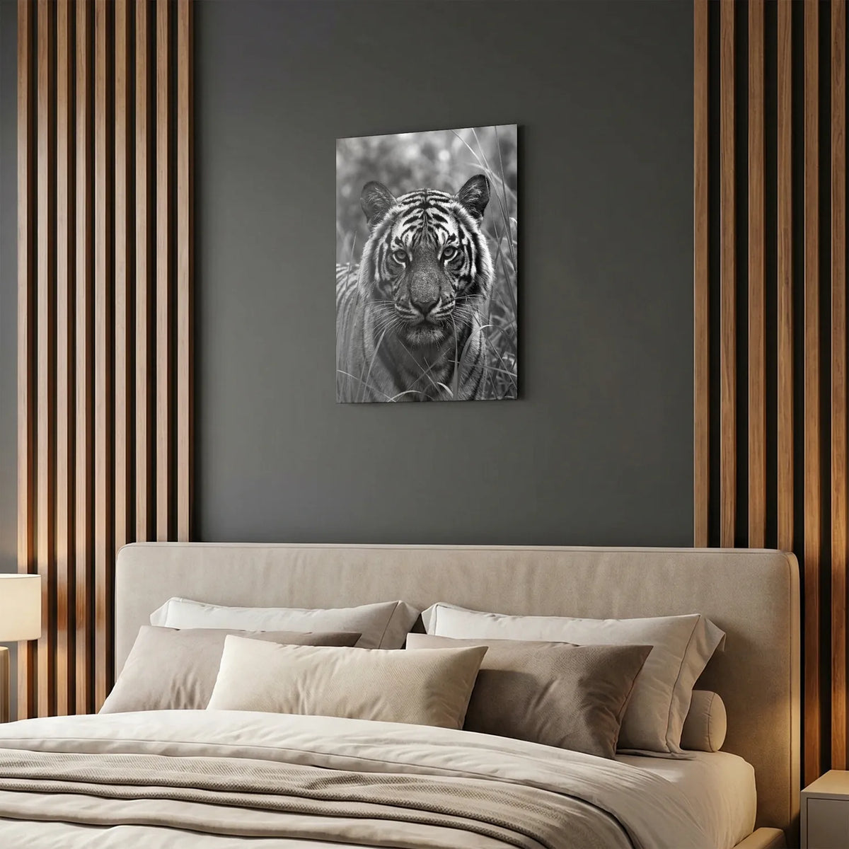 Tableau Tigre Sauvage N&B | en Métal Format A3