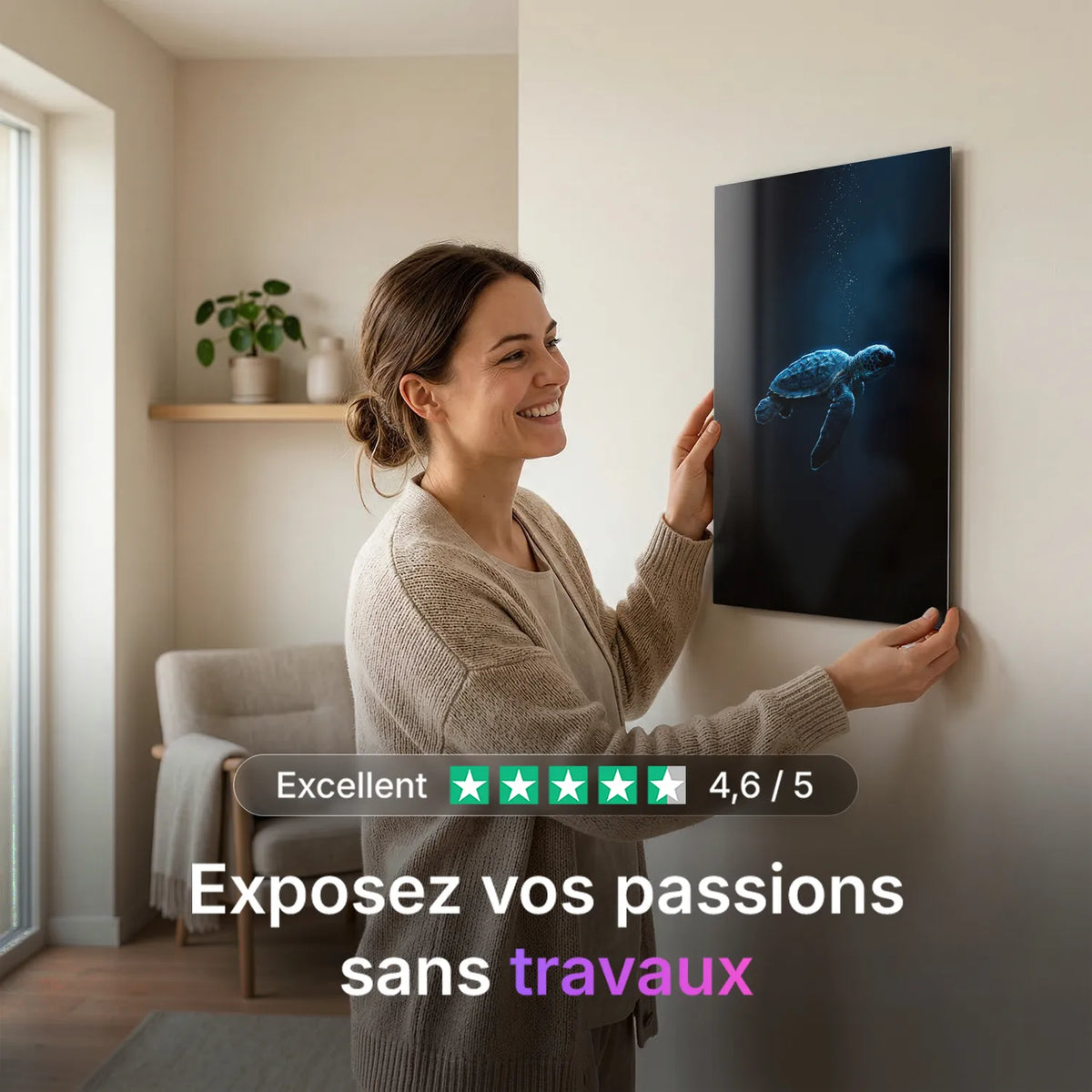 Tableau Tortue des Fonds Marins | en Métal Format A3