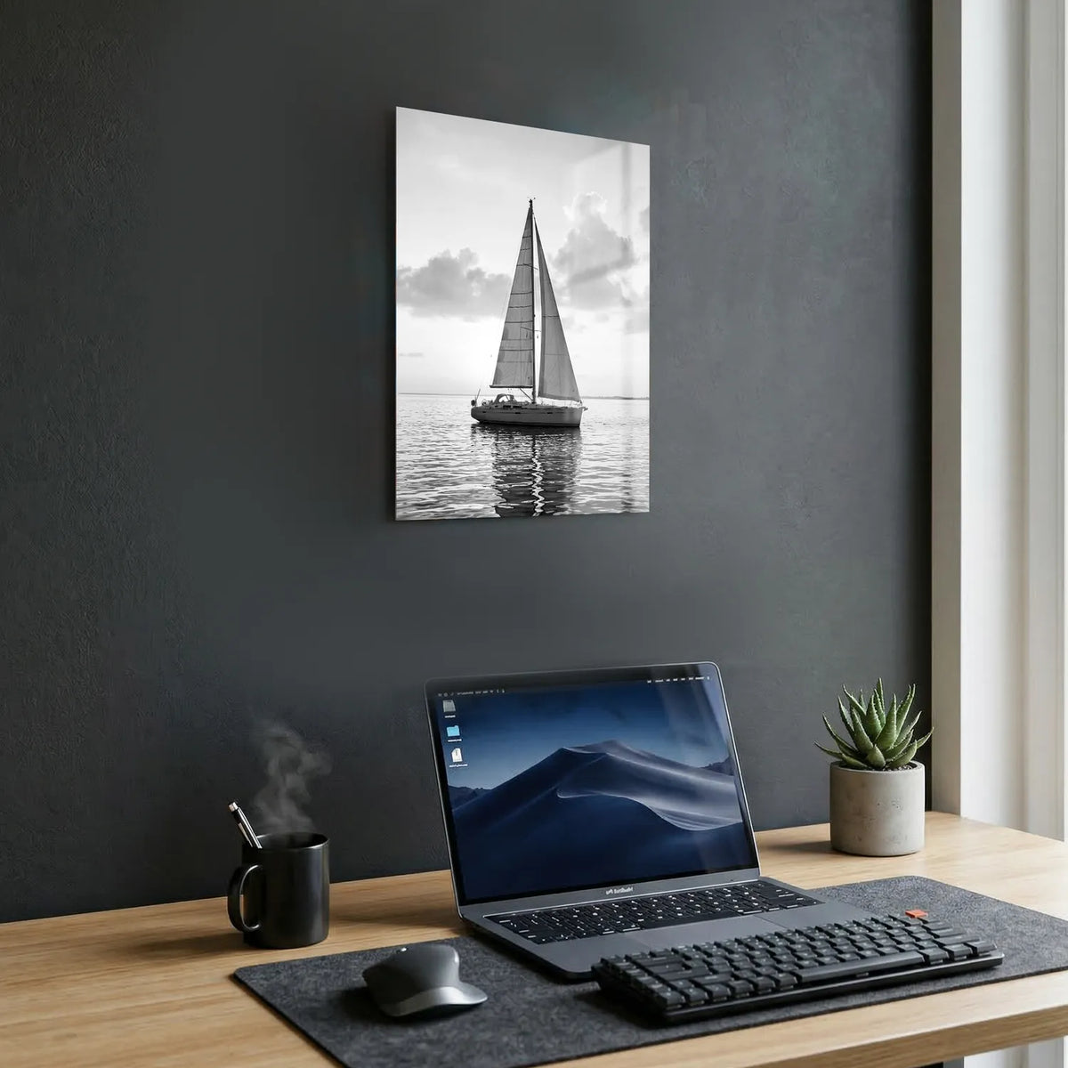 Tableau Voilier Noir & Blanc | en Métal Format A3