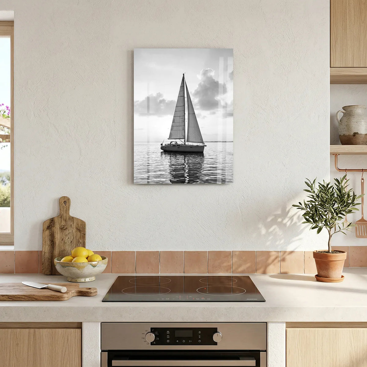 Tableau Voilier Noir & Blanc | en Métal Format A3