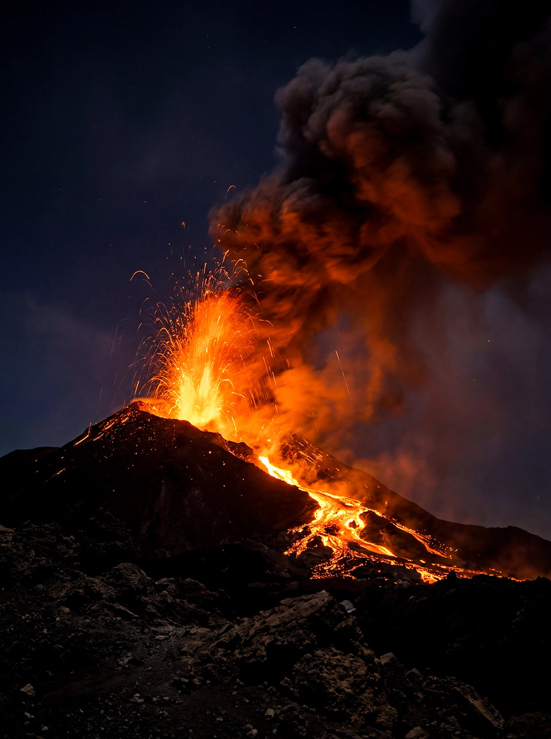 Tableau Volcan en éruption | en Métal Format A3