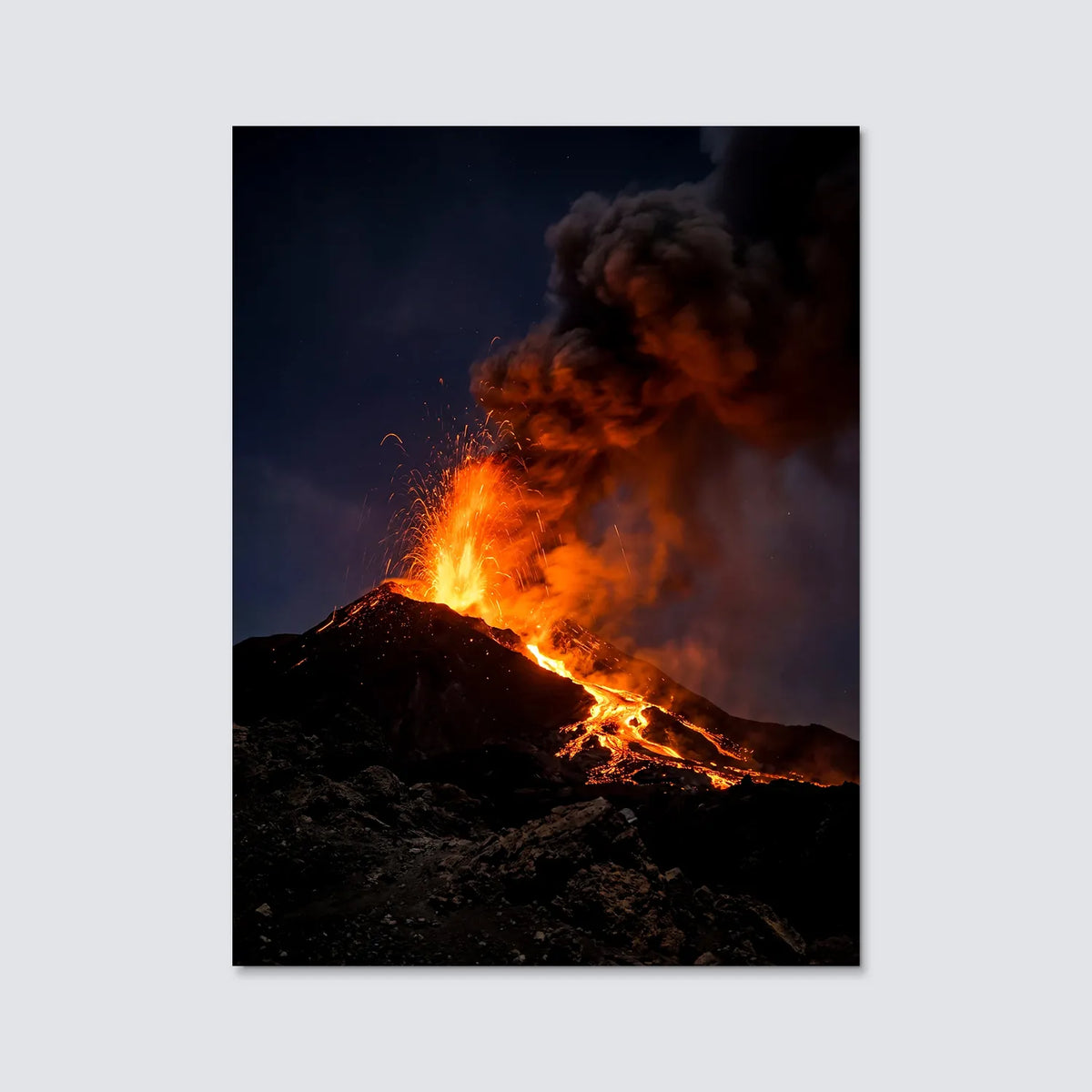 Tableau Volcan en éruption | en Métal Format A3