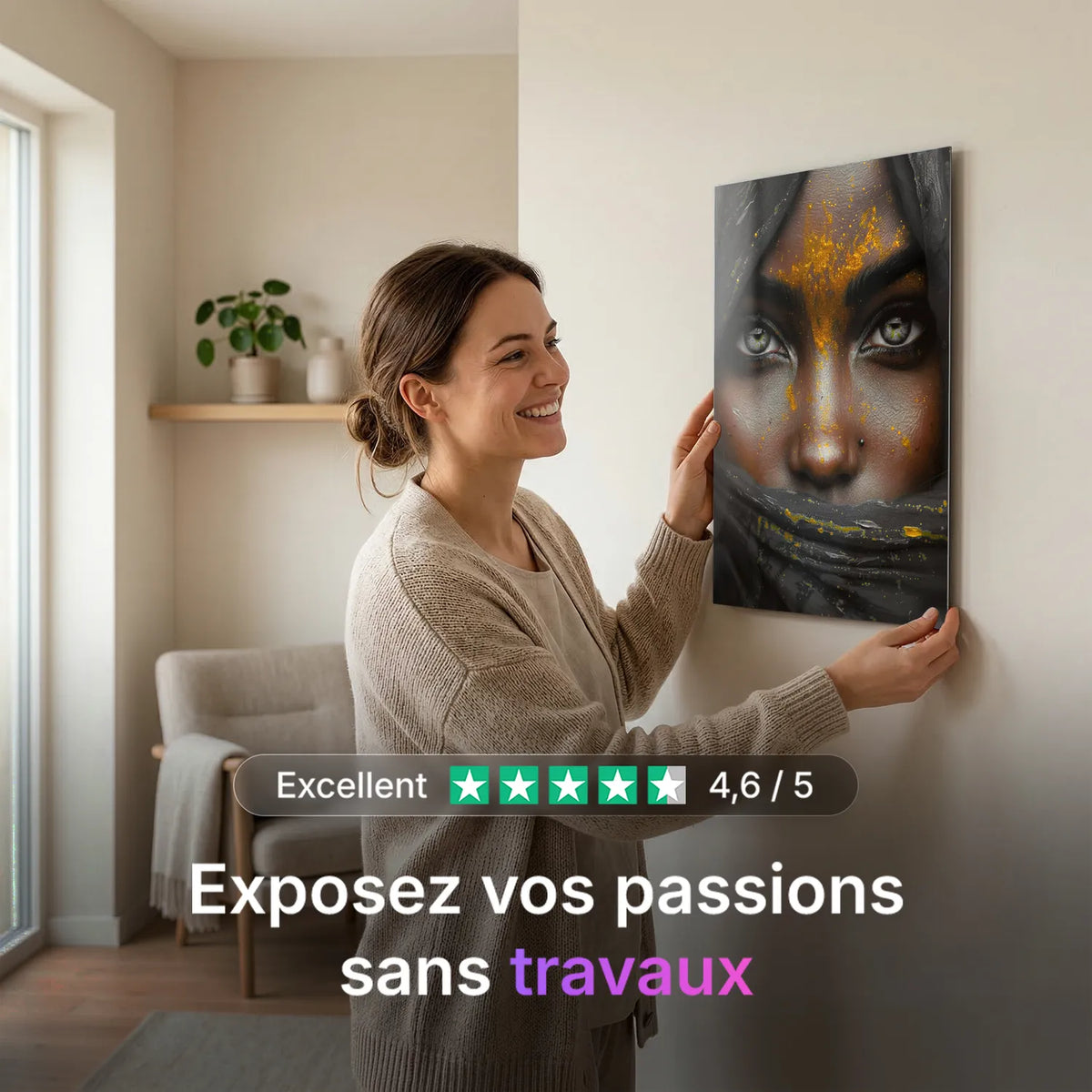 Tableau Thalia voile noir | en Métal Format A3
