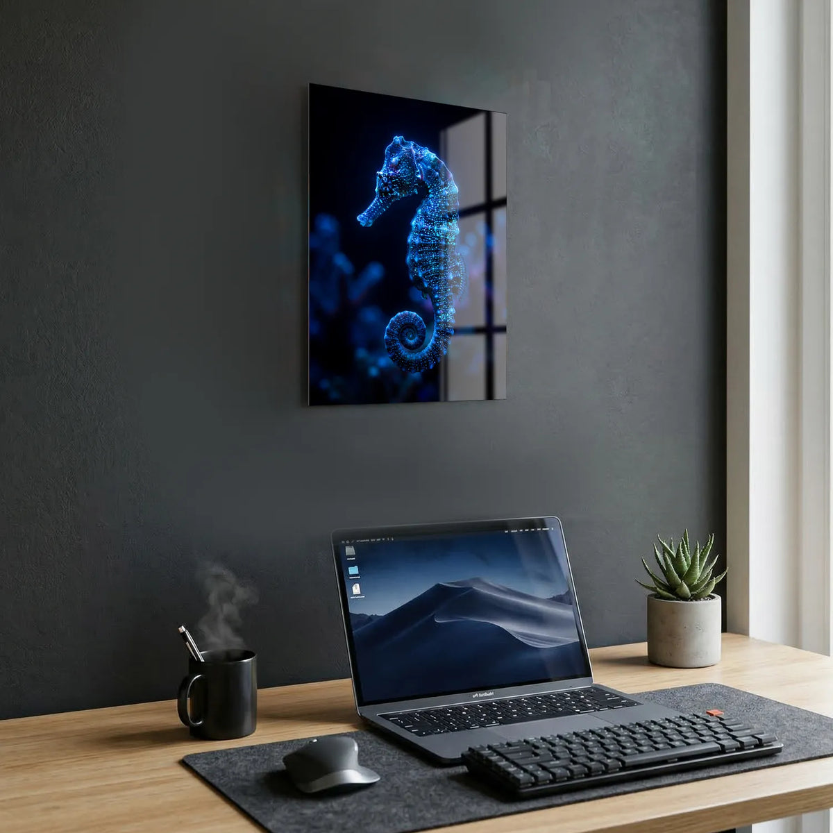 Tableau Hippocampe Bleu | en Métal Format A3