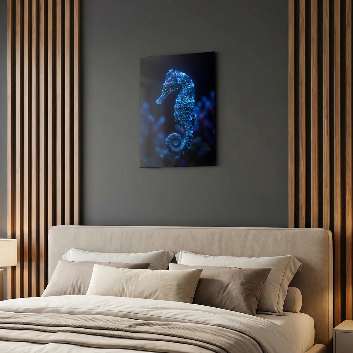 Tableau Hippocampe Bleu | en Métal Format A3